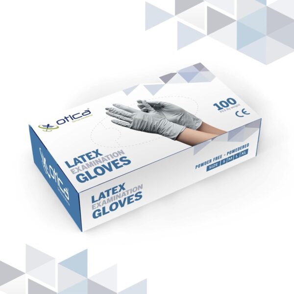 OTICA Latex Hand Gloves|100 pcs|Medical Grade 4gm|White|Food Grade|Ce Approved|Non Sterile|Medical Examination|All-Purpose|Powdered|Cleaning|Examination Gloves Pack of 100 (Medium) - Image 2