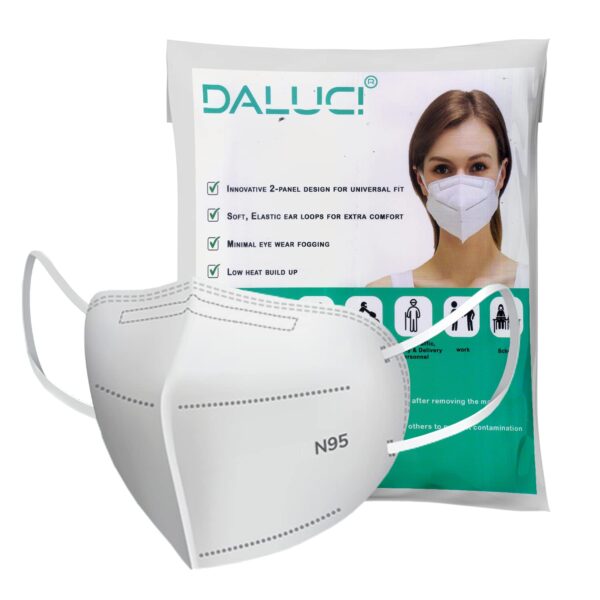 Daluci Anti Pollution N95 Reusable Unisex Non Woven fabric Face Mask, Ear Loop Style (Pack of 10) Protective Fold Flat Mask With 5 Layered Filtration, Without Valve